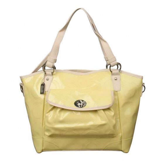 Coach Bleecker Riley Carryall Small Yellow Satchels ECG - Click Image to Close